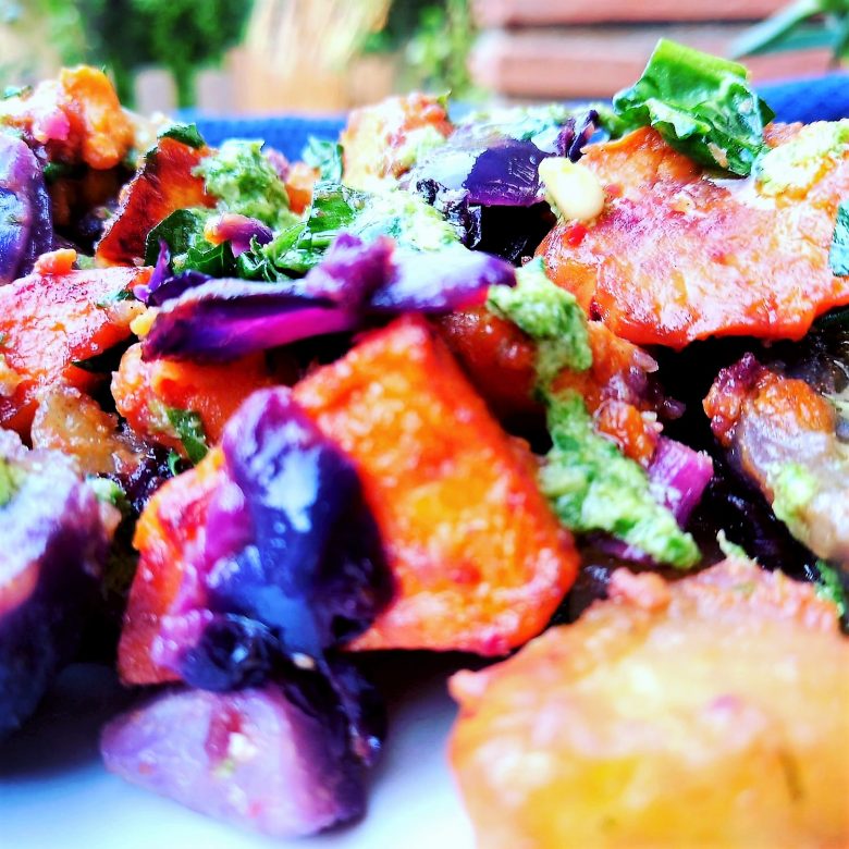 Verduras asadas con pesto